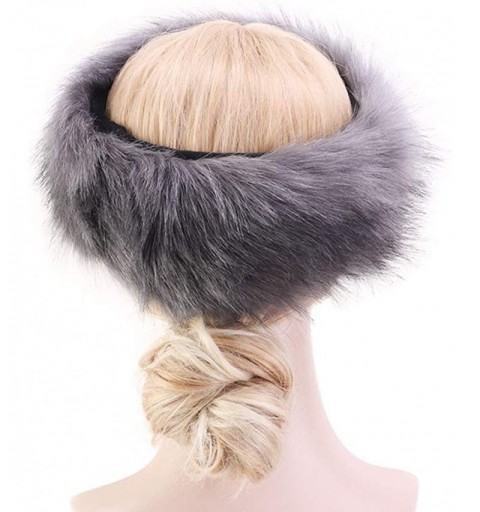 Cold Weather Headbands Women's Faux Fur Headband Elastic Head Warmer Luxurious Earmuff Snow Hat - White With Gold Tip - C8192...