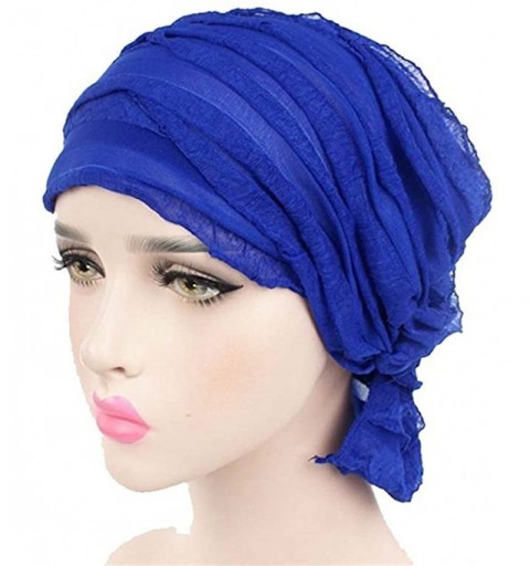 Berets Women 2 Pack Ruffle Chemo Hat Beanie Head Scarf Hair Coverings Turban Headwear for Cancer Patients (Color5) - CA1820N7...