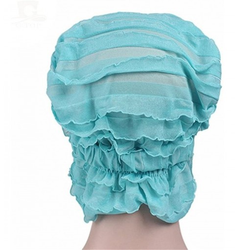 Berets Women 2 Pack Ruffle Chemo Hat Beanie Head Scarf Hair Coverings Turban Headwear for Cancer Patients (Color5) - CA1820N7...