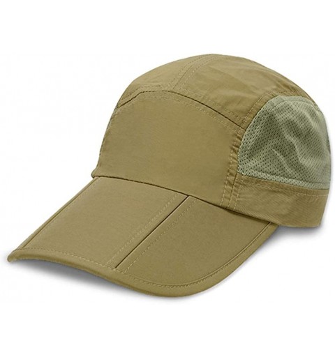 Sun Hats Outdoor Quick Dry Baseball Cap Foldable UPF 50+ with Long Bill Portable Sun Hats for Men and Women - Dark Khaki - CA...