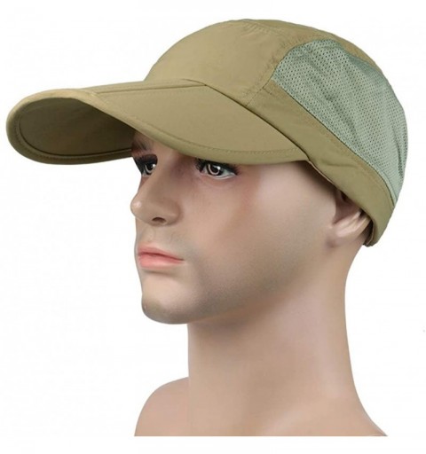 Sun Hats Outdoor Quick Dry Baseball Cap Foldable UPF 50+ with Long Bill Portable Sun Hats for Men and Women - Dark Khaki - CA...