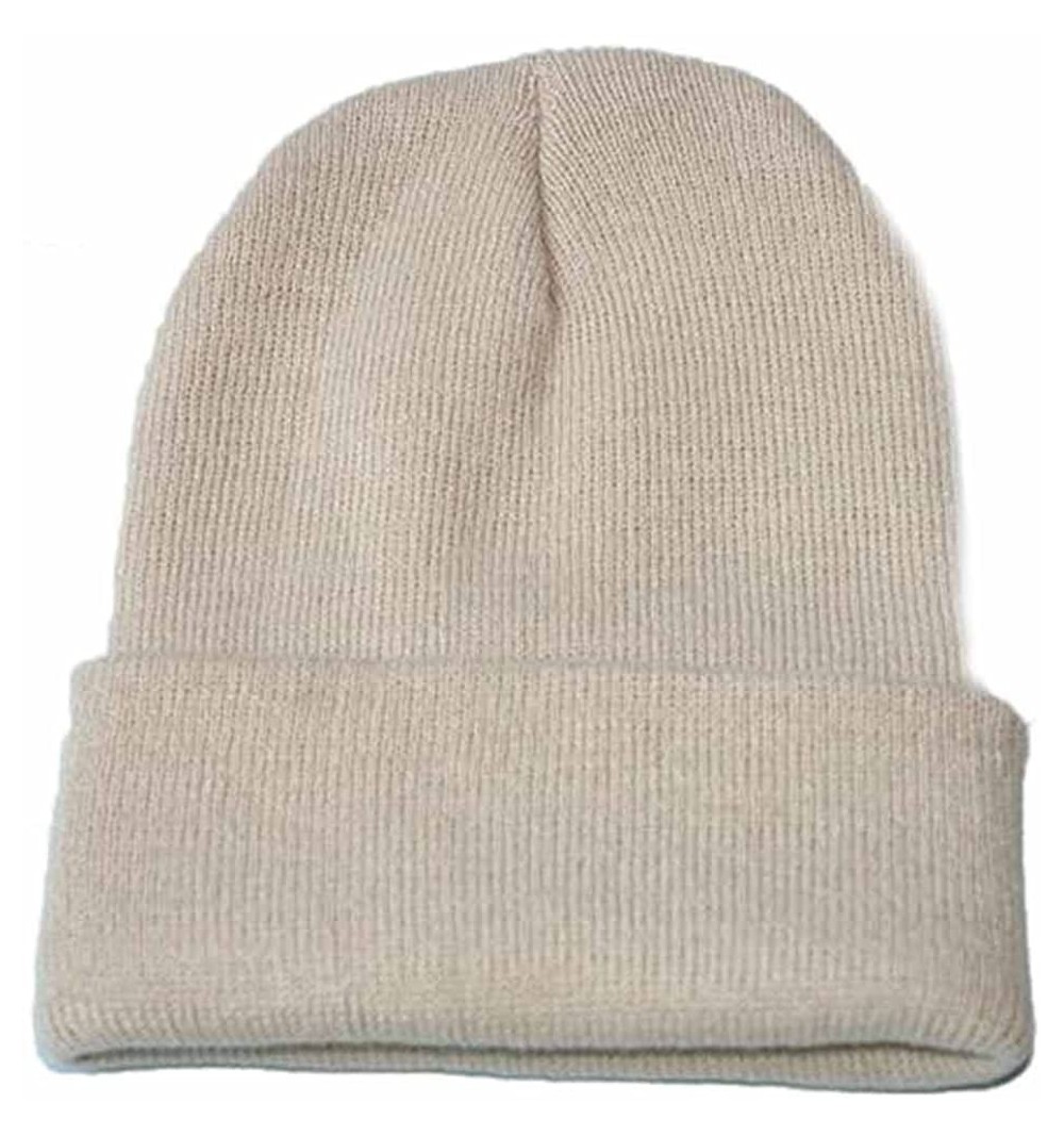 Skullies & Beanies Unisex Slouchy Knitting Beanie Hip Hop Cap Warm Winter Ski Hat - Khaki - C718AU92ET4 $11.50