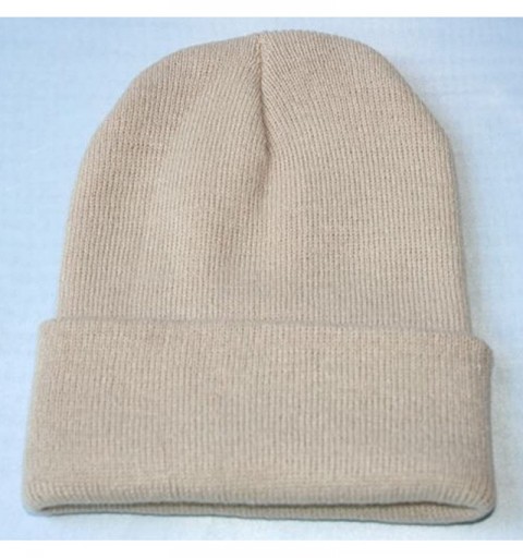 Skullies & Beanies Unisex Slouchy Knitting Beanie Hip Hop Cap Warm Winter Ski Hat - Khaki - C718AU92ET4 $11.50