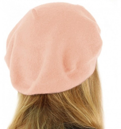 Berets Classic Winter 100% Wool Warm French Art Basque Beret Tam Beanie Hat Cap - Pink - C31864R6EYZ $10.69