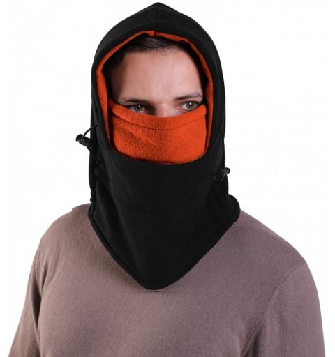 Balaclavas Balaclava Fleece Hood Double Layer Neck Warmer Cold Weather Winter Hats - Adult- (Black+orange) - CE18ZYTUO42 $8.98