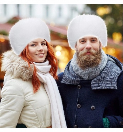 Skullies & Beanies Women's Winter Faux Fur Hat Cossack Russian Style Warm Hat with Wool Gloves - White - CC193LW6Q0A $18.69