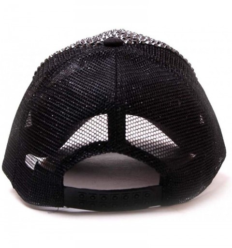 Baseball Caps Unisex Net Hat Rhinestone Baseball Cap Diamond Hat Mesh Breathable Cap Point Drill Hat - Black - CQ18UY899G7 $1...