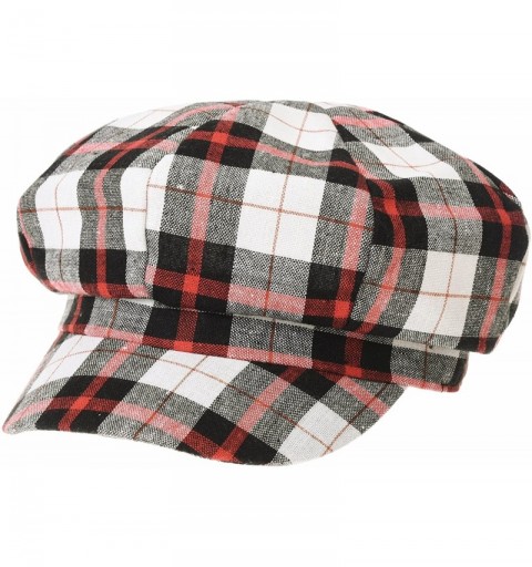 Newsboy Caps Newsboy Hat Cotton Beret Cap Bakerboy Visor Peaked Summer Tartan Check Hat SLG1011 - Black - C918E5D627A $26.05