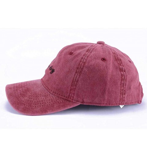 Baseball Caps Bad Hair Day Baseball - Distressted Washed Dad Hat- with Adjustable Strapback - Red Wine - CY18IIT4YUX $12.10