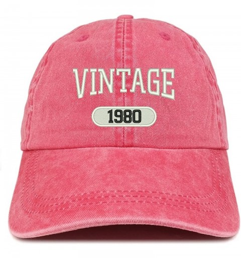 Baseball Caps Vintage 1980 Embroidered 40th Birthday Soft Crown Washed Cotton Cap - Red - C8180WZ7KQS $13.52