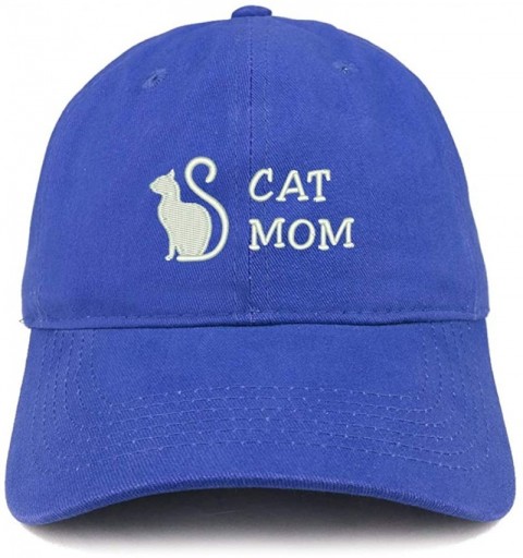 Baseball Caps Cat Mom Text Embroidered Unstructured Cotton Dad Hat - Royal - CY18S96OXRO $16.42