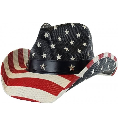 Cowboy Hats Unisex Classic Stars and Stripes Cowboy Hat w/Western Shape-It Brim - Classic Stars & Stripes - CE12NTXQAM3 $18.65