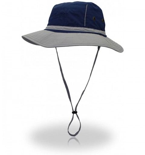 Bucket Hats Outdoor Sun Hats with Wind Lanyard Bucket Hat Fishing Cap Boonie for Men/Women/Kids - Blue Grey - CQ17YLXUCUC $25.06