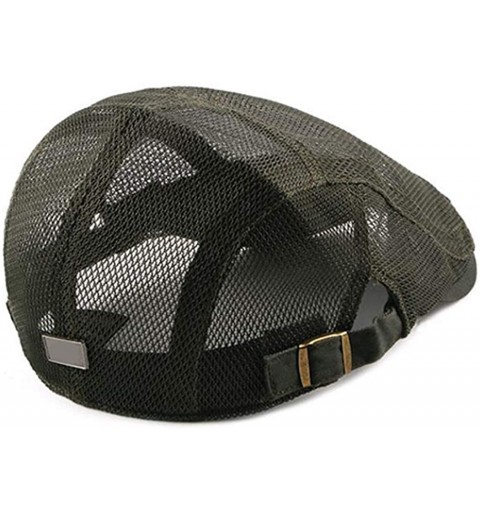 Berets Summer Men Women Casual Beret Hat Flat Cap Hat Adjustable Breathable Mesh Caps - Army Green - CR199I8Z7SA $27.54