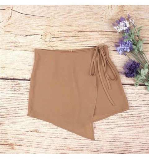 Headbands Women Skorts Shorts Skirt- Solid Color High Wiast Irregular Hem Wrap Culottes Summer Breathable Casual Mini Skirt -...