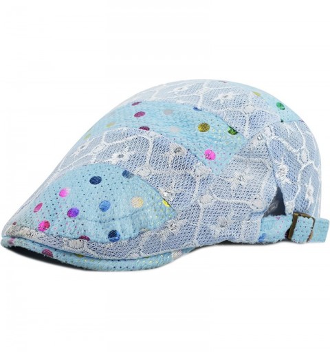 Newsboy Caps New Cool Lace Mesh Colorful Polka Dot Newsboy Ivy Trendy Hat - Sky Blue - CM12EF8Y479 $10.27