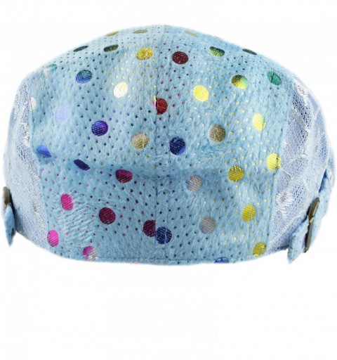 Newsboy Caps New Cool Lace Mesh Colorful Polka Dot Newsboy Ivy Trendy Hat - Sky Blue - CM12EF8Y479 $10.27