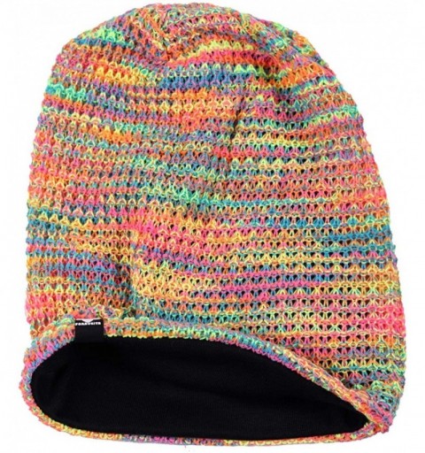 Skullies & Beanies Women's Knit Slouchy Beanie Baggy Skull Cap Turban Winter Summer Beret Hat - Pink/Yellow/Green - CA18UCSIL...