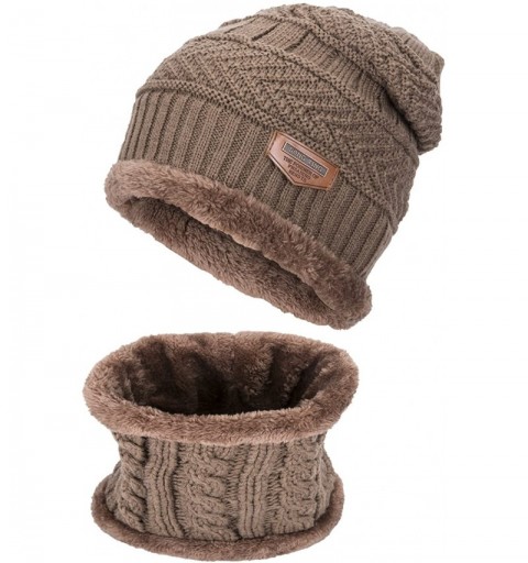 Skullies & Beanies Winter Beanie Warm Knit Hat Snow Ski Skull Cap Hat Scarf Set - Khani - CI1897K0E9U $13.44