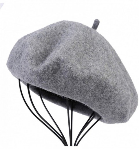 Berets French Wool Berets Hat Artist Casual Fashion Winter Warm Beanie Cap for Women - Grey - CE18N6NTQU6 $12.38