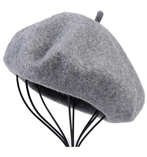 Berets French Wool Berets Hat Artist Casual Fashion Winter Warm Beanie Cap for Women - Grey - CE18N6NTQU6 $12.38