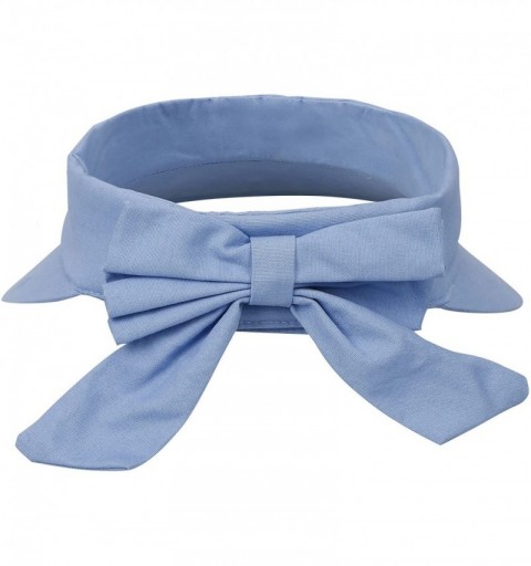 Visors Women's Packable Wide Brim SPF 50+ UV Protection Sun Visor Hat w/Bow - Sky Blue - CU18CA8IQYO $11.18
