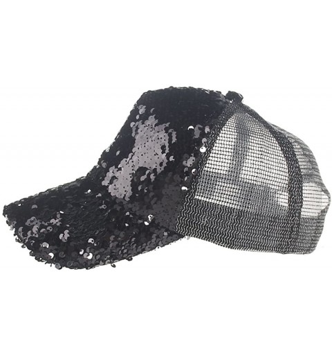 Baseball Caps Sequin Hat Magic - Reversible Adjustable Baseball Hat Cap - Balck - CQ18G70Z6WN $9.62
