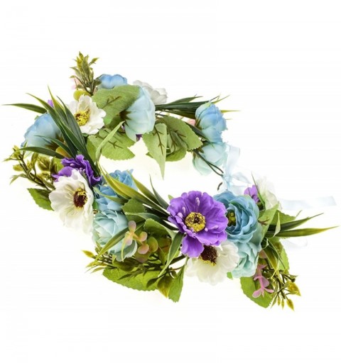 Headbands Rose Flower Headband Floral Crown Garland Halo - 1 Blue Purple - CI18D63T8NG $15.60