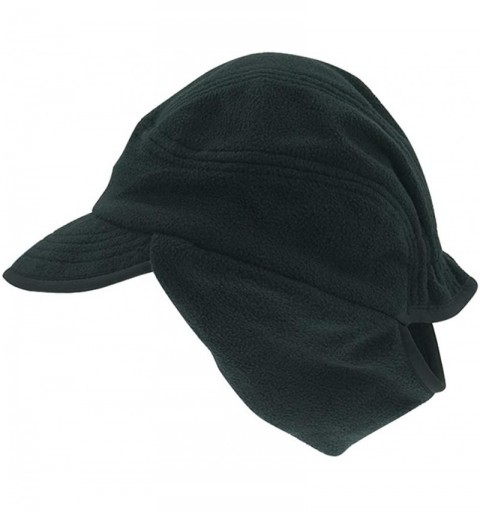 Skullies & Beanies Winter Warm Skull Cap with Earflap Outdoor Windproof Fleece Visor Hat - Black - CE12O4USLL5 $14.46