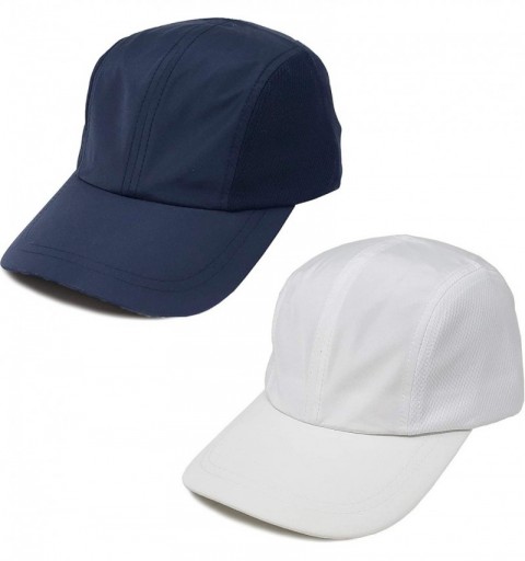 Baseball Caps Womens Athletic Mesh Hat Performance Sport Running Baseball Cap - 2 Pk - Mesh - White & Navy - CT18RNH4ZN5 $17.06