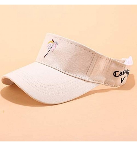 Sun Hats Sports Cap Coconut Embroidery Hat Sunshade Couple Hat Athletics Hat Empty Top Cap - Beige - CV18TIU2YYX $11.82