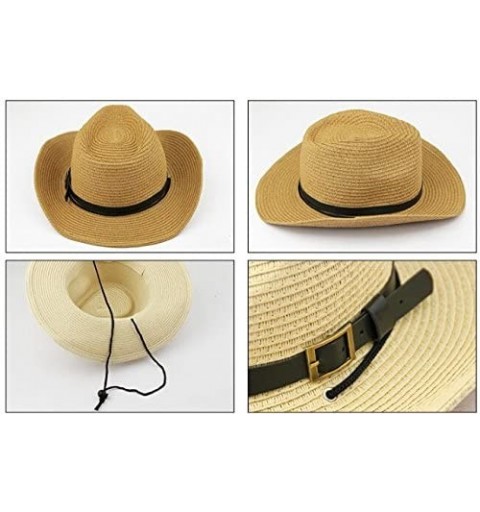 Sun Hats Men's Floppy Packable Straw Hat Beach Cap Newsboy Fedora Sun Hat- Big Brim- Adjustable Chin Strap - Coffee - CS1836D...