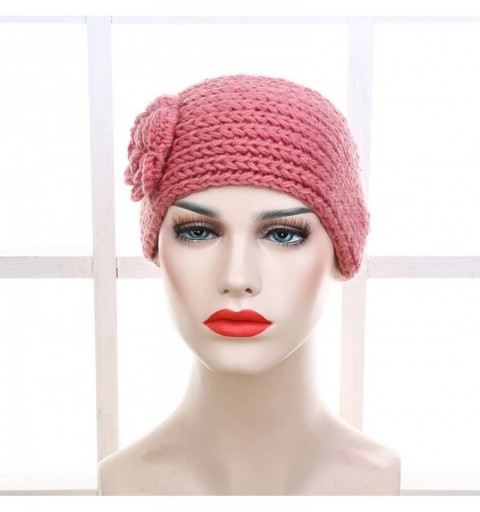 Skullies & Beanies Women's Fashion Crochet Flowers Headband Knitted Hat Cap Headwrap Bands - Black - C0187IKLZW4 $13.31