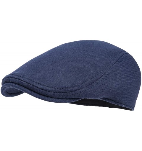 Newsboy Caps Men Cotton Newsboy Cap Soft Fit Cabbie Hat - Navy Blue - CM18R50WU6R $21.75