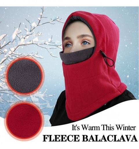 Balaclavas Balaclava Winter Hat for Women- Windproof Ski Face Mask- Neck Warmer Fleece Hood - Red - CL18XASXQ09 $8.15