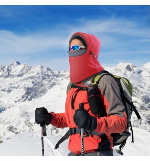 Balaclavas Balaclava Winter Hat for Women- Windproof Ski Face Mask- Neck Warmer Fleece Hood - Red - CL18XASXQ09 $8.15