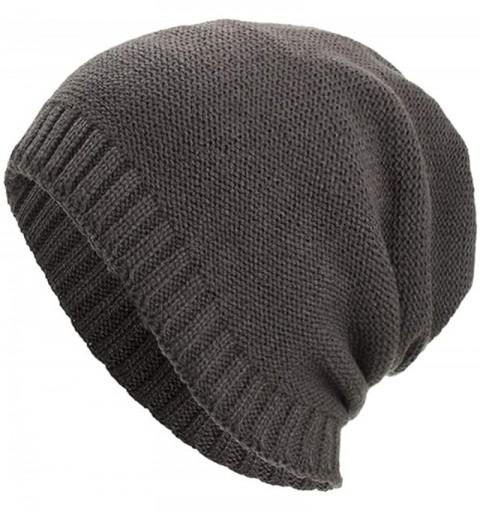 Skullies & Beanies Warm Oversized Chunky Soft Oversized Cable Knit Slouchy Beanie Winter Warm Knit Hat Skull Cap - Gray 6 - C...