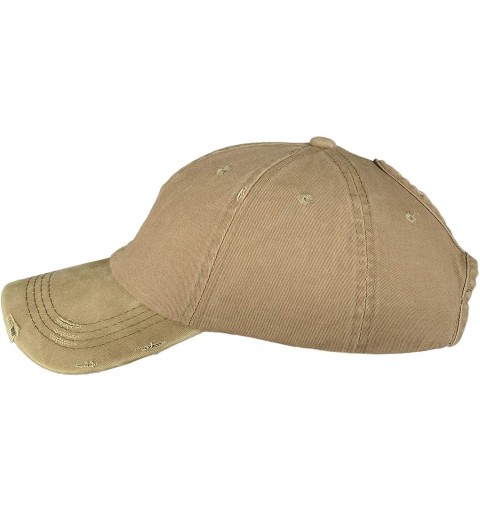 Baseball Caps Ponytail Baseball Cap High Bun Ponycap Adjustable Mesh Trucker Hats - 002 (Distressed Washed Cotton) - Army Gre...