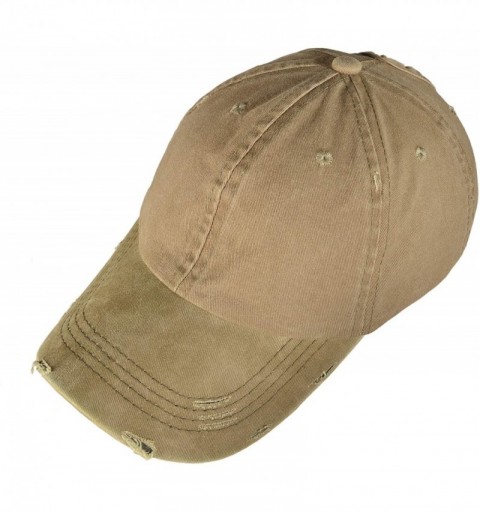 Baseball Caps Ponytail Baseball Cap High Bun Ponycap Adjustable Mesh Trucker Hats - 002 (Distressed Washed Cotton) - Army Gre...