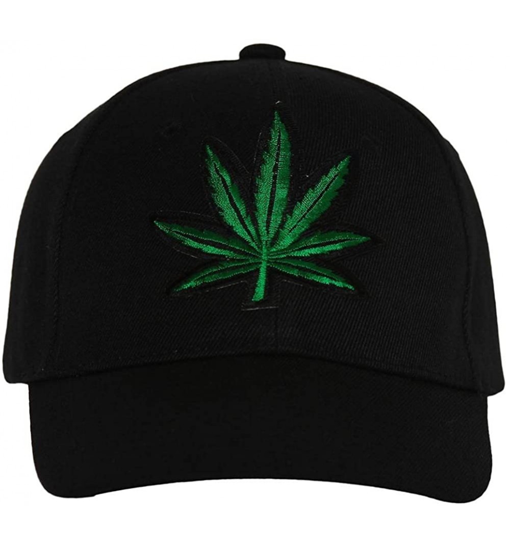Baseball Caps Marijuana Leaf Hat Cap - Black - CK114DUUO7T $12.88