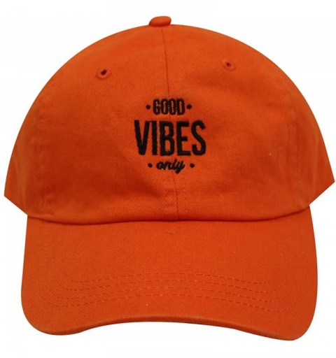 Baseball Caps Good Vibes Only Cotton Baseball Caps - Orange - C9184AO6RQR $12.10