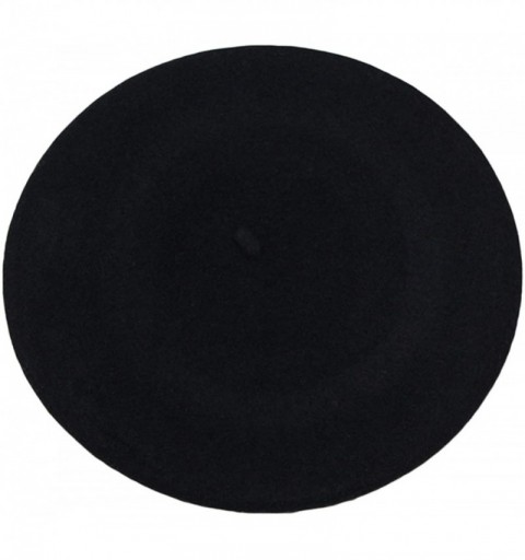 Berets French Beret - Wool Solid Color Womens Beanie Cap Hat - Black - CU12FMUWX7H $9.82