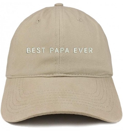 Baseball Caps Best Papa Ever One Line Embroidered Soft Crown 100% Brushed Cotton Cap - Khaki - CU18SSEDKY0 $13.31