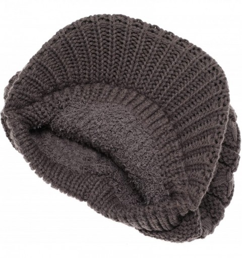 Skullies & Beanies Women's Knitted Newsboy Hat Double Layer Visor Beanie Cap with Soft Warm Fleece Lining - C5194SLZWOR $15.08