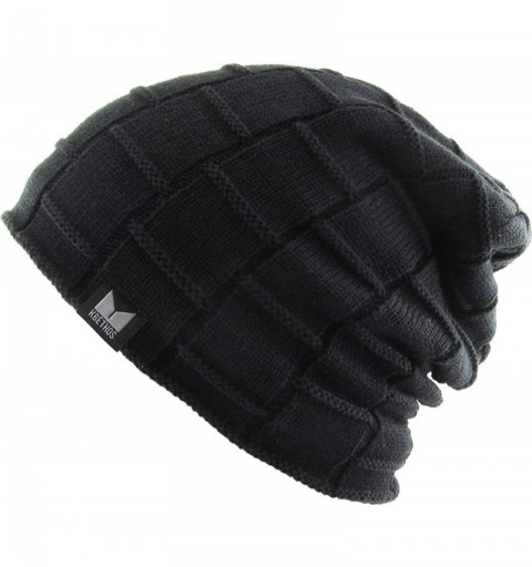 Skullies & Beanies Super Warm Slouchy Fleeced Long Beanie Warm Fur Lined Winter Knit Hat Thick Skull Cap - CX18GL77G52 $14.41