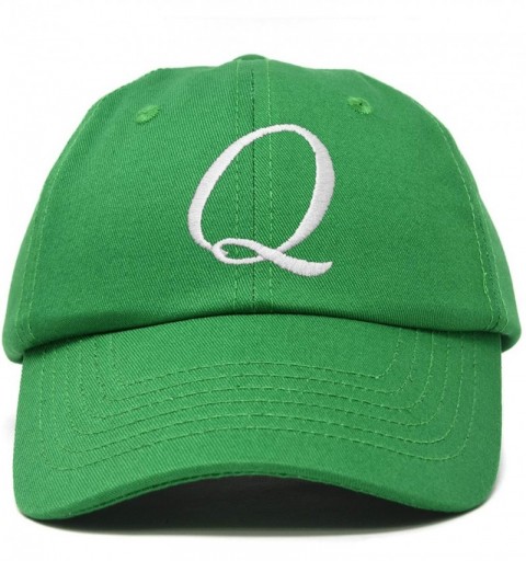 Baseball Caps Initial Hat Letter Q Womens Baseball Cap Monogram Cursive Embroider - Kelly Green - CU18U6YUX27 $15.43