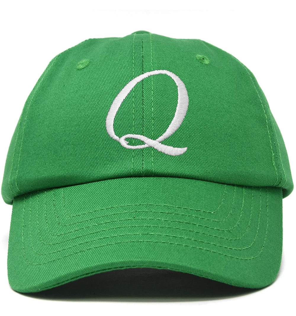 Baseball Caps Initial Hat Letter Q Womens Baseball Cap Monogram Cursive Embroider - Kelly Green - CU18U6YUX27 $15.43