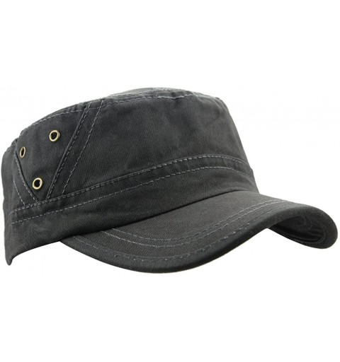 Baseball Caps Men's Cotton Flat Top Baseball Twill Army Millitary Corps Running Hat Cap Visor - Dark Gray - CR12IOZ87XB $7.16