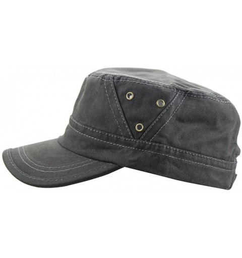 Baseball Caps Men's Cotton Flat Top Baseball Twill Army Millitary Corps Running Hat Cap Visor - Dark Gray - CR12IOZ87XB $7.16