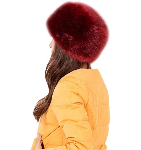 Skullies & Beanies Faux Fur Warm Hat for Women Russian Cossack Style Winter - Wine Red - CS128TE8TAR $18.54